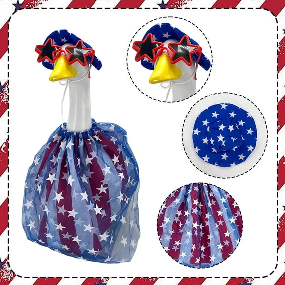 YingYouFu 4th of July Goose Outfits Fits for 23 Inch Lawn Goose Patriotic Funny Costume Clothing for Independence Day Summer Outdoor Garden Yard Patio Decor