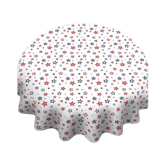 YingYouFu 4th of July Round Tablecloth, Patriotic Table Cover Waterproof Reusable, Independence Day Decor for Party Home Kitchen Dining Table