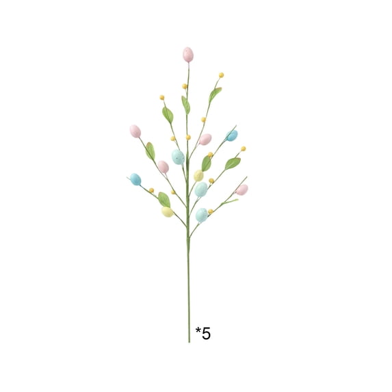 YingYouFu 5pc Easter Decorations Artificial Flower, Distinctive Foam Berry Spray with Eggs, Faux Spring Floral Stem for Bouquets Centerpieces Table Arrangements
