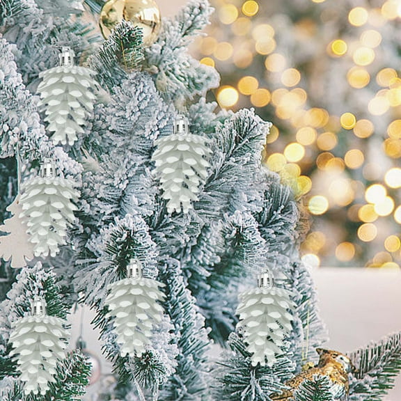 YingYouFu 6 Pcs Christmas Pinecone Ornaments Plastic Painted Tree Decorations for HOLIDAY Party