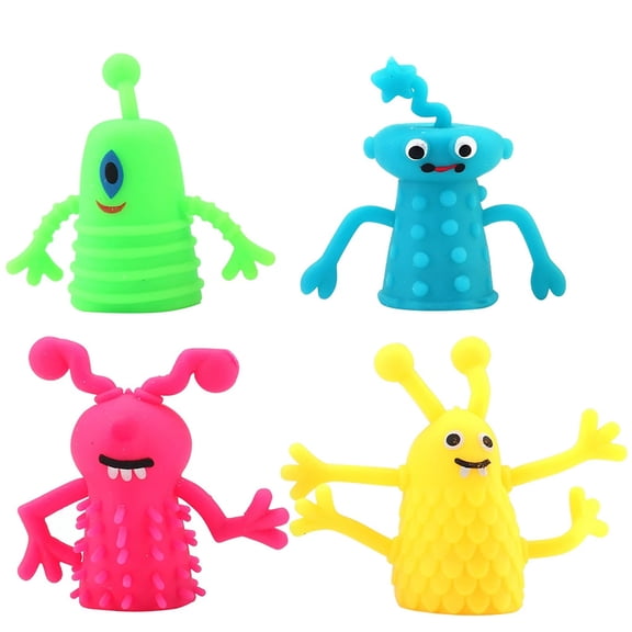 YingYouFu 6pc Funny Colorful Finger Puppets, Soft Rubber Stretchy Monster Finger Dolls, Creative Party Favor Toy for Kids Imagination Play Interactive Fun
