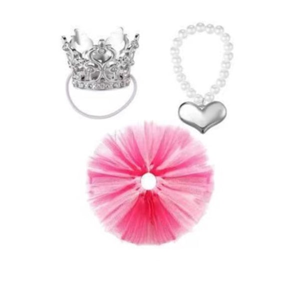 YingYouFu 7 Inch Mini Desk Goose Outfit with Rhinestone Crown Necklace Tutu Magnetic Keychain Princess Attire for Ducks Figurine Desktop Office Decor