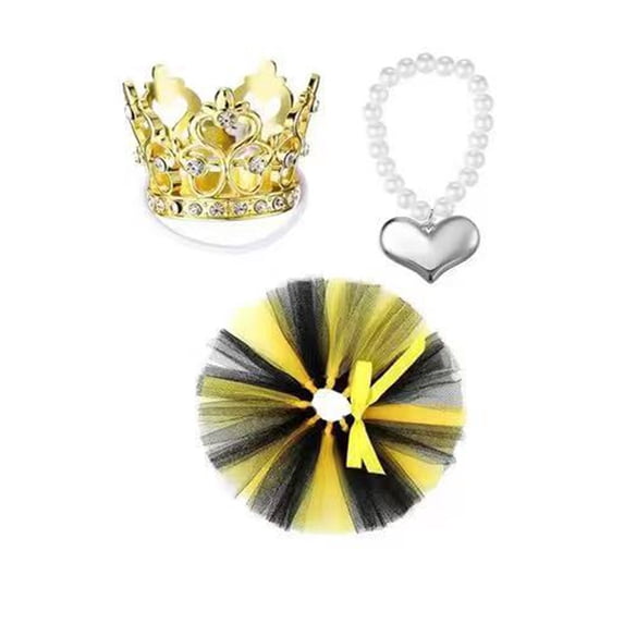 YingYouFu 7 Inch Mini Desk Goose Outfit with Rhinestone Crown Necklace Tutu Magnetic Keychain Princess Attire for Ducks Figurine Desktop Office Decor
