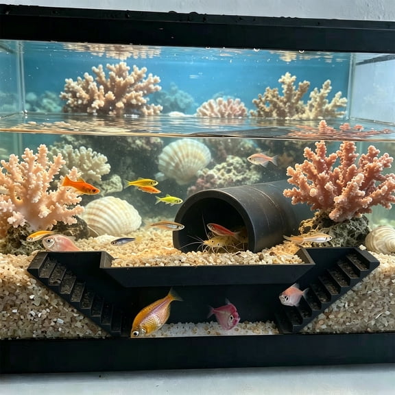 YingYouFu Aquarium Bridge Tunnel with Two Holes, Fish Tank Passageway Corridor Hideout, Ceramic Cave Section Decor for Shrimp, Aquatic Pets, Nano Tank, Freshwater Aquarium Landscaping Decor