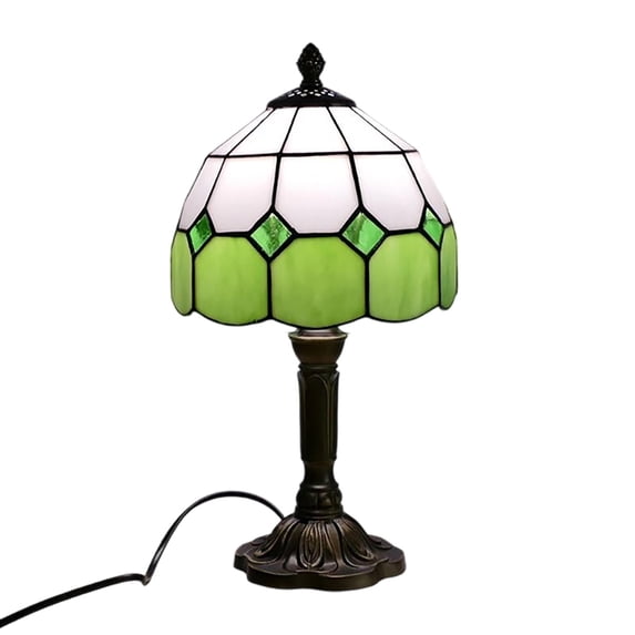 YingYouFu Art Stained Glass Table Lamp, Decorative Bedside Nightstand Light, Style Mosaic Lamp for Living Room Bedroom Home Furniture