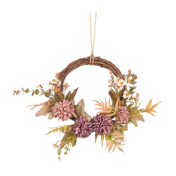 YingYouFu Artificial Floral Front Door Wreath, Natural Rattan Base Boho Style Hanging Wall Decorative Wreath, Decorative Wreath for Front Door, Wall, Porch, Living Room Home Decor