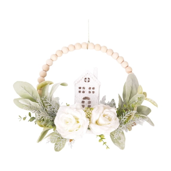 YingYouFu Artificial Floral Front Door Wreath, Natural Rattan Base Boho Style Hanging Wall Decorative Wreath, Decorative Wreath for Front Door, Wall, Porch, Living Room Home Decor