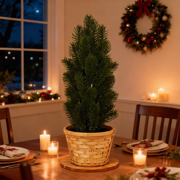 YingYouFu Artificial Green s Christmas Tree Decorations Bonsai Style for Home Office Festive Setup Holiday Gift Idea Tabletop Centerpiece