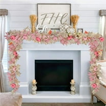 Darzheoy 5.6FT Fall Garland, Artificial Maple Leaves Garland with Pink Pumpkins, Fall Leaf Decorations for Home, Autumn Vine for Mantle Fireplace Porch,Thanksgiving Indoor Outdoor Decor