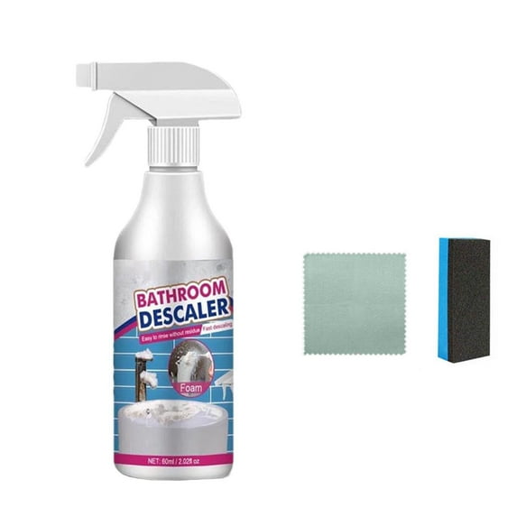 YingYouFu Batshroom Cleaner, 60ml Glass Tile Faucet Stain Remover, Batshtub Scrub Solution, Household Cleaning Set with Cloth., A