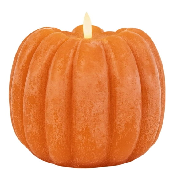 YingYouFu Battery Operated Pumpkin Candle, Flickering Flameless LED Wax Light, Halloween Christmas Decoration, Remote Controlled Pumpkin Light, Safe Indoor Outdoor Use, Orange