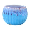 thumbnail image 1 of YingYouFu Ceramic Pumpkin Planter, Cream Color Round Flower Pot with Drainage, Small Vase, Colorful Glaze Gardening Decor, Blue, 1 of 6