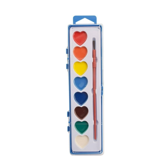 YingYouFu Children's Watercolor Painting Set Heart-Shaped 8-Color Solid Pigment Powder Art Set for Valentines Day Kids Crafts and Learning