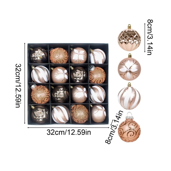YingYouFu Christmas Ball Ornaments Set, 16PC Shatterproof Christmas Tree Decorations Ball Ornaments , Elegant Hanging Ornaments for Xmas Trees Party Holiday Decor Gift