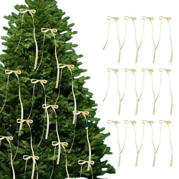 YingYouFu Christmas Bows, 12-Pack Silk Ribbon Set, Tree Hanging Decorations, Festive Gift Wrapping s, Holiday Craftss,