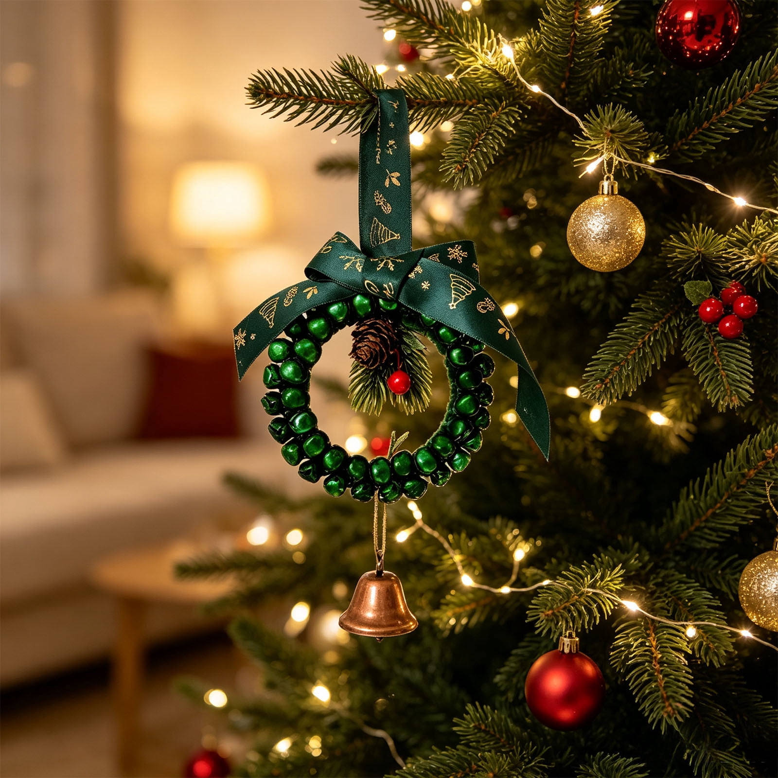 YingYouFu Christmas Chime Ornament, Mini Ring Shaped Metal Bell Hanging ...