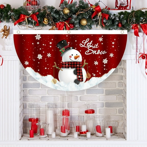 YingYouFu Christmas Decoration Hanging Flag Half Round Digital Printing for Outdoor Door Decoration Holiday Party Supplies Festive Home Decor and Gifts