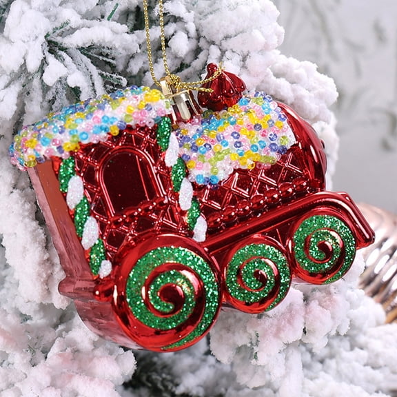 YingYouFu Christmas Decoration Pendant Red Train Bells Gift Box Ornament for Tree Decor, Holiday Party, Festive Home Display, Seasonal Props