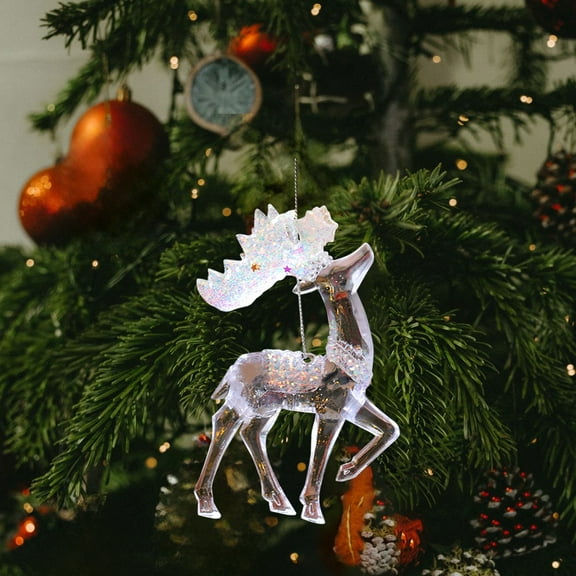 YingYouFu Christmas Decoration Tree Ornaments Transparent Acrylic Snowflake Elks Colored Hanging Pendants for Home Christmas Decoration Decor Holiday Party Gift Decorations Indoor and Outdoor Use