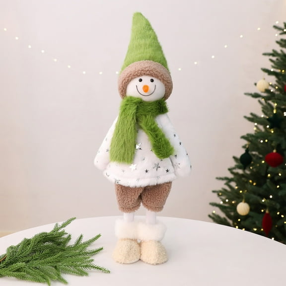 YingYouFu Christmas Doll Ornaments with Green Scarf Santa Reindeer Snowman for Window Display Home Holiday Decor