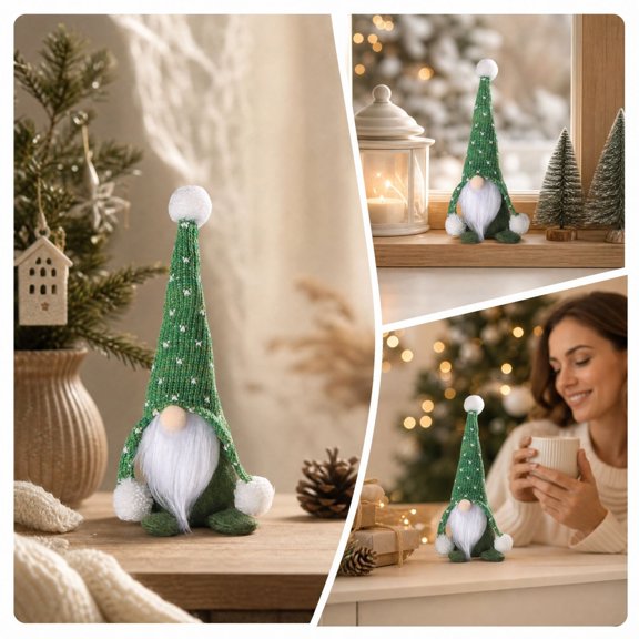 YingYouFu Christmas Gnome Figurine, Faceless Forest Gnome Doll Ornament, Plush Scandinavian Tomte for Holiday Mantel Shelf Tabletop Decoration
