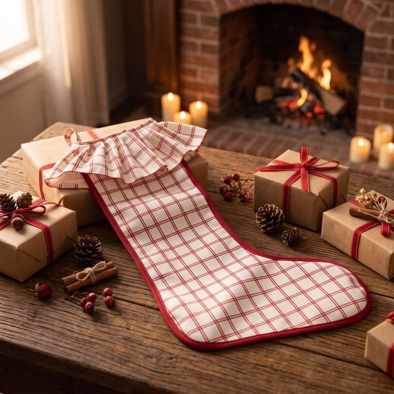 YingYouFu Christmas Red and White Stripe Stockings with Ruffled Cuff , Xmas Large Hanging Stockings Decorations for Christmas Tree Fireplace Family Holiday Party Decor