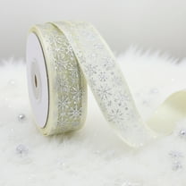 YingYouFu Christmas Snowflake Ribbon, Yarn Webbing for Gift Ties 5 Yards, Holiday Scene Decoration for Christmas, Festive Packaging Crafts Ribbon, Xmas Decor Accessory, Beige