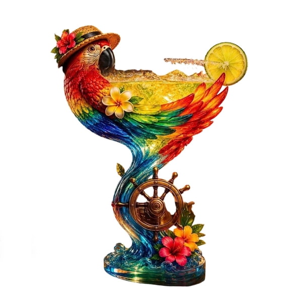 YingYouFu Cocktail Glass Decorative Sculpture, Resin Nautical Ship Wheel Statue for Bar Tabletop Decor, Decorative Ornament for Bar, Kitchen, Dining Table, Living Room Home Display