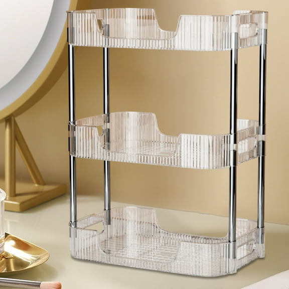 YingYouFu Cosmetics Organizer, 3 Tier Clear Plastic Storage Box, Vanity Organizer for Perfume and Lotions, Countertop Shelf for Makeup Display, Clear