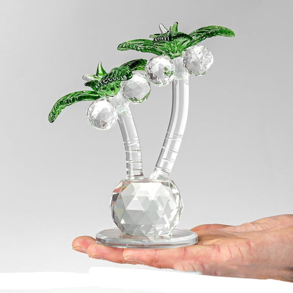 YingYouFu Crystal Tree Ornament Artificial Palm Tree Figurine Decorative, Desktop Sculpture Tropical Home Office Decor, Crystal Palm Tree for Living Room, Office Table or Shelf Accent