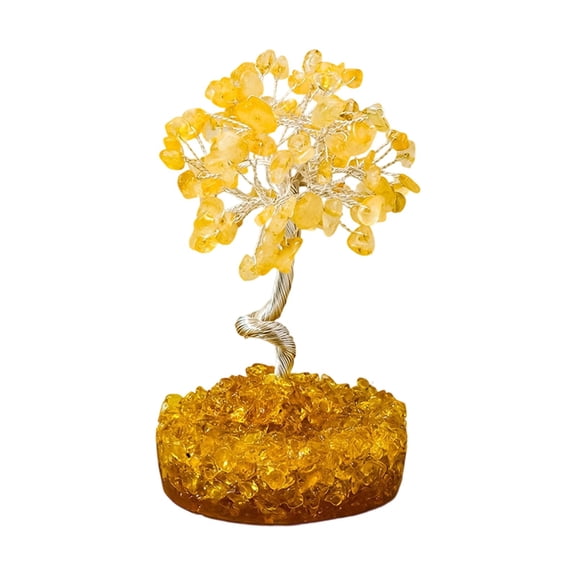 YingYouFu Crystal Wealth Tree Ornament, Natural Stone Tree with Gravel Base Desktop Decorative Statue, Home Decor for Desktop, Office, Shelf, Living Room Decoration
