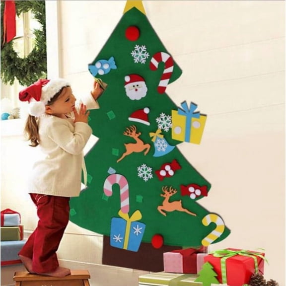 YingYouFu DIY Christmas Tree with Felt Material, Handcrafted Holiday Decor for Home and Office, Easy to Assemble and Customize, Includes Ornaments for Festive Celebrations