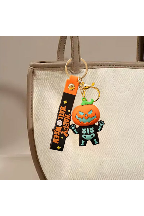 in The Dark Halloween Keychain - Luminous Pumpkin Pendant for Backpack Keys Gift, Durables Rubber Alloy Accessory, Funs Party Decor, Multicolor-B