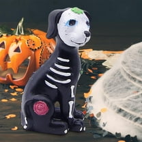 YingYouFu Day Of The Dead Figurines, Halloween Resin Animals Sculptures, Sugars Skull Dog Decor, Holiday Display, Bookshelf Ornaments, A