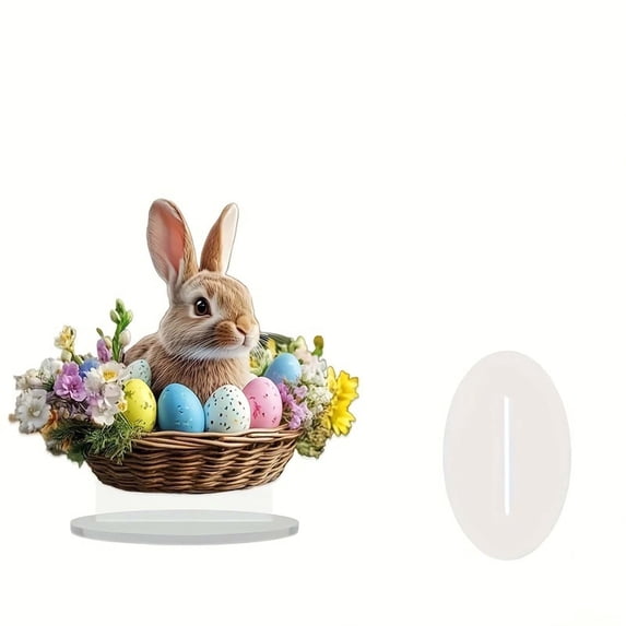 YingYouFu Easter 2D Acrylic Table Decoration Bunny Shape Stand for Home Living Room Bedroom Festive Centerpiece