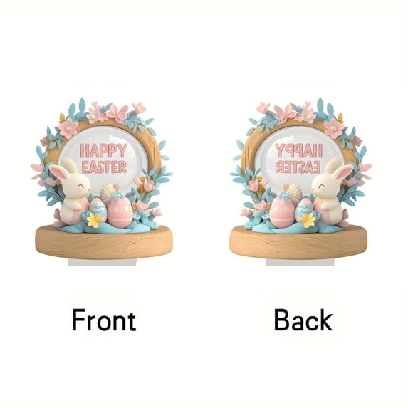 YingYouFu Easter 2D Acrylic Table Decoration Bunny Shape Stand for Home Living Room Bedroom Festive Centerpiece