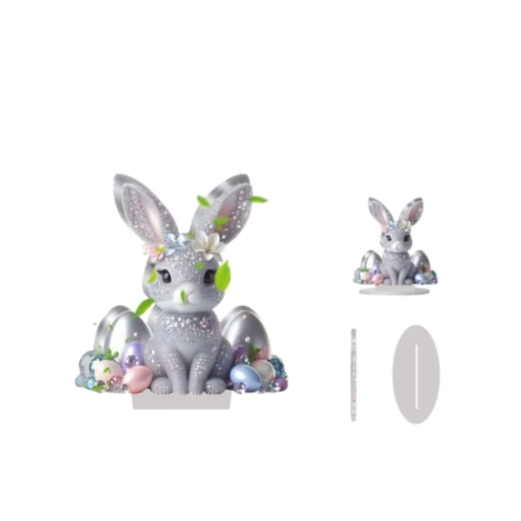 YingYouFu Easter 2D Acrylic Table Decoration Bunny Shape Stand for Home Living Room Bedroom Festive Centerpiece