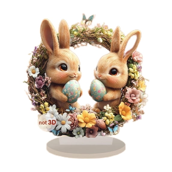 YingYouFu Easter 2D Acrylic Table Decoration Bunny Shape Stand for Home Living Room Bedroom Festive Centerpiece