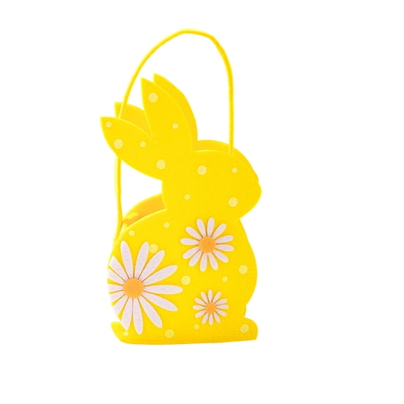 YingYouFu Easter Bunny Baskets for Kids,Cute Egg Hunting Bag Bucket And Candy Gift Bag,Easter Gifts For Boys And Girls (Yellow)