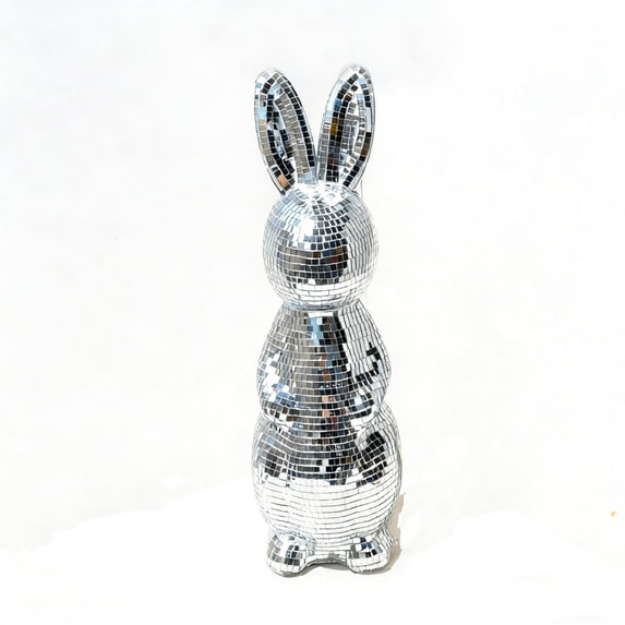 YingYouFu Easter Bunny Disco Ball Decoration Shiny Reflective Mirror Ornament Sparkling Easter Bunny Figures Holiday Spring Party Decor