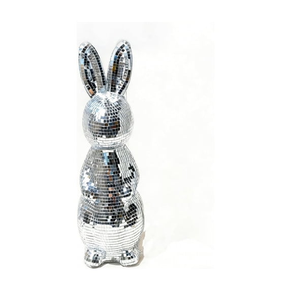 YingYouFu Easter Bunny Disco Ball Decoration Shiny Reflective Mirror Ornament Sparkling Easter Bunny Figures Holiday Spring Party Decor