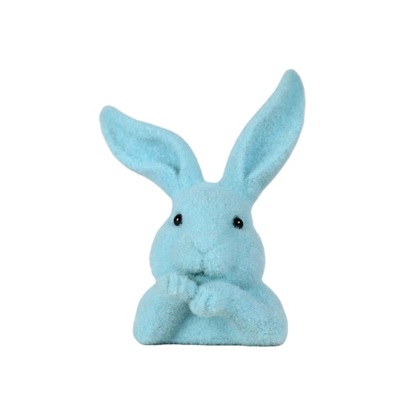 YingYouFu Easter Bunny Ornament Artificial Blue Flocked Standing Rabbit Sculpture, Garden Decoration and Holiday Party Favors for Table and Home Interior Decor