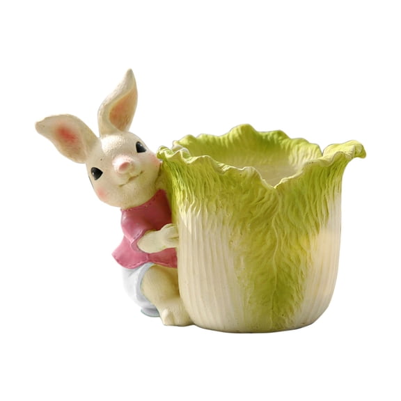 YingYouFu Easter Bunny Planter Pot with Drainage Hole Cute Flower Pot, Garden Decor Gift for Mom Grandma, Home Patio and Easter Holiday Plant Container