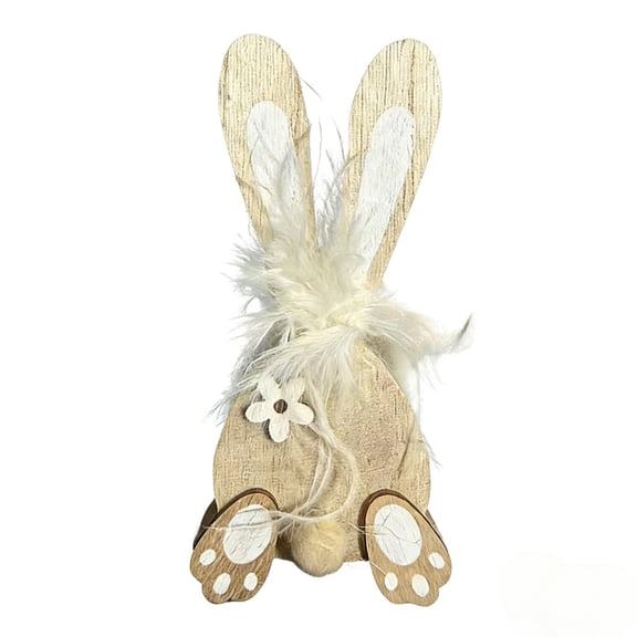 YingYouFu Easter Bunny Wooden Figurine Adorable Spring Decoration for Home and Parties Natural Wood Craftsmanship Compact