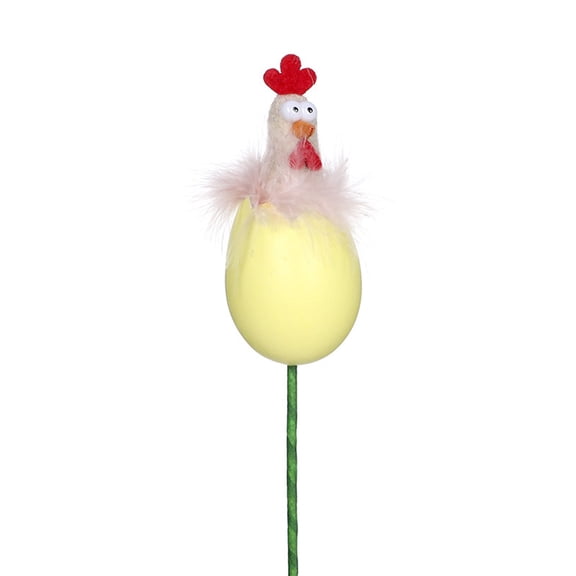YingYouFu Easter Chick Branches,Chick Figurine with Egg Shell Pick for Spring Home Decor, Cute Fluffy Rooster Farm Theme Party Supplies, Tabletop Display and Accent