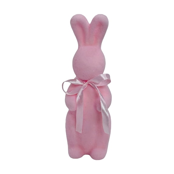 YingYouFu Easter Decorations Flocked Bunnies Figurine with Bow tie Flocking Rabbit Tabletop Ornament for Easter Centerpieces for Spring Table Decor, Party Supplies Home Party Office(Bright Colors)