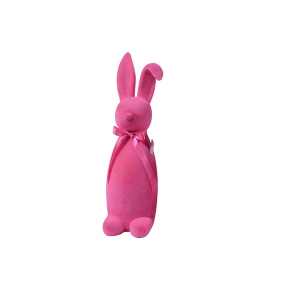 YingYouFu Easter Decorations Flocked Bunnies Figurine with Bow tie Flocking Rabbit Tabletop Ornament for Easter Centerpieces for Spring Table Decor, Party Supplies Home Party Office(Bright Colors)