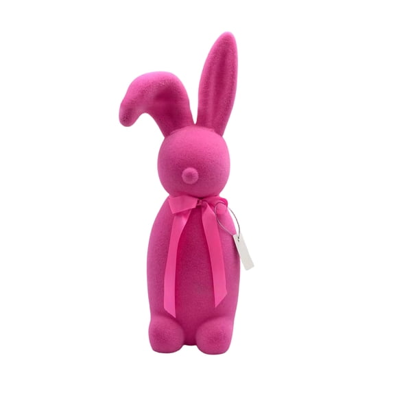 YingYouFu Easter Decorations Flocked Bunnies Figurine with Bow tie Flocking Rabbit Tabletop Ornament for Easter Centerpieces for Spring Table Decor, Party Supplies Home Party Office(Bright Colors)