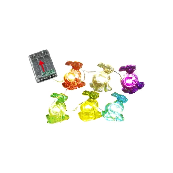 YingYouFu Easter String Lights, Rabbit Shaped LED Copper Wire Lights, Battery Operated Decorative Fairy Lights for Holiday, Indoor Party Decor for Mantel, Window