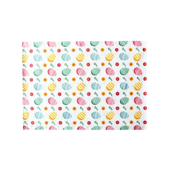 YingYouFu Easter Tablecloth Fabric Printed with Egg Design Kitchen Napkin for Dining Table Spring Festival Party Dish Towel